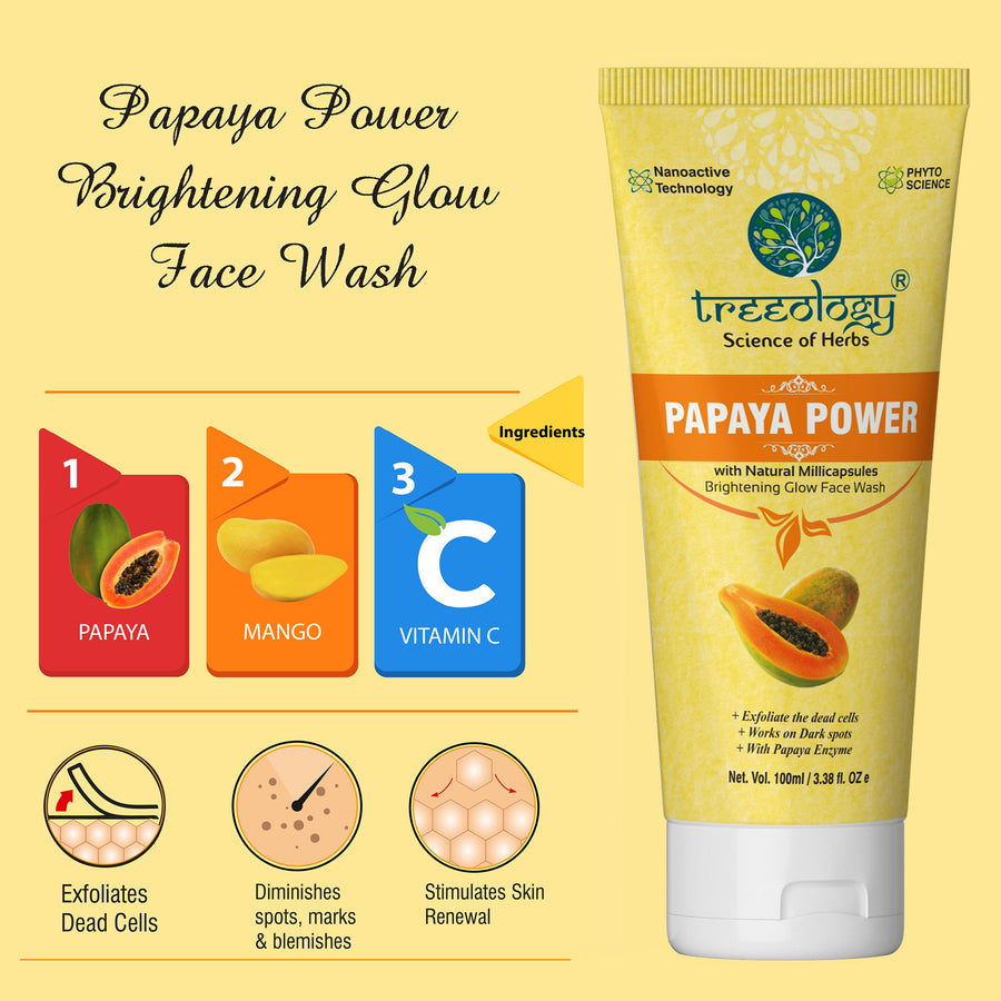 Treeology Papaya Power Brightening Glow Herbal Face Wash (Pack of 2)