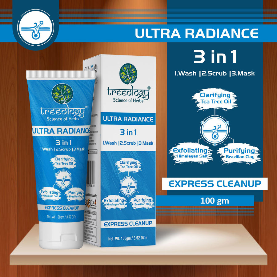 Treeology 3 in 1 Ultra Radiance Tea Tree Oil - Face Wash, Mask and Scrub