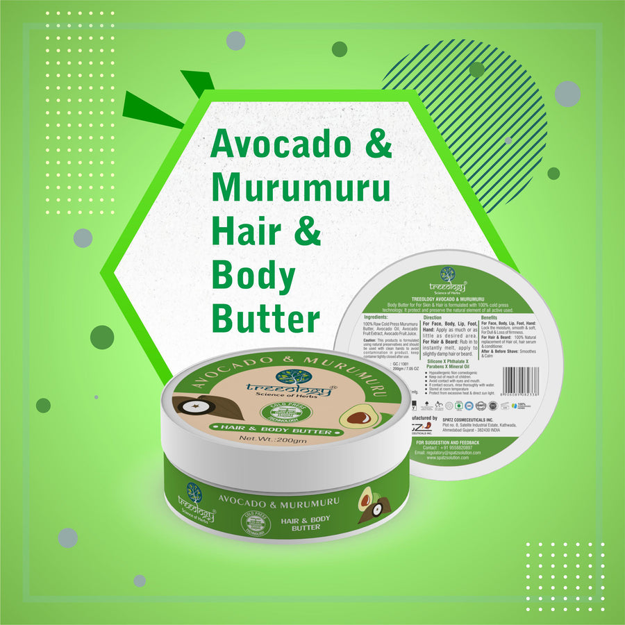 Treeology Natural Murumuru and Avocado Butter for Hair, Beard and Body, Anti-Acne, Anti-Ageing, 200 gms