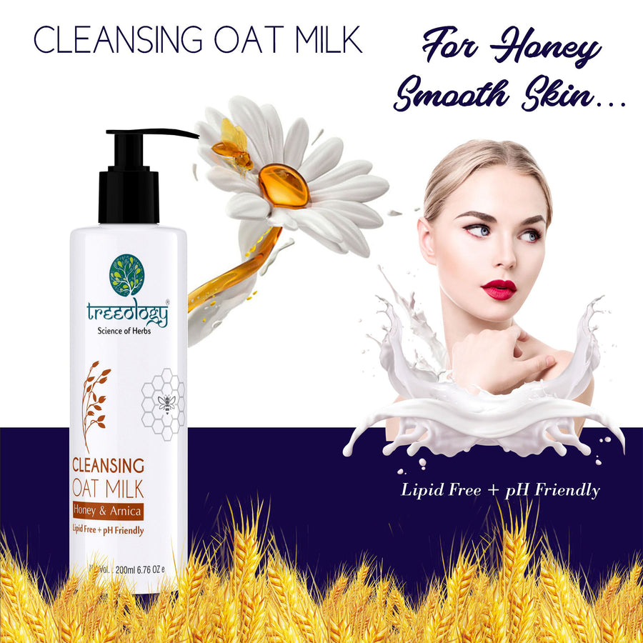 Treeology Natural Honey & Arnica Cleansing Oat Milk with Jojoba, Hydrolyzed veg protein, Oat milk powder and Arnica for smooth skin