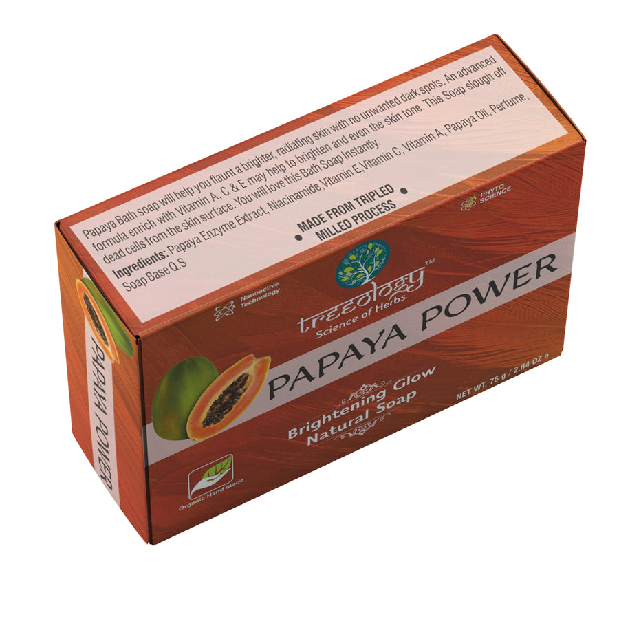 Treeology Papaya Power Brightening Glow Nature Soap with Vitamin A, C & E Pack Of 4