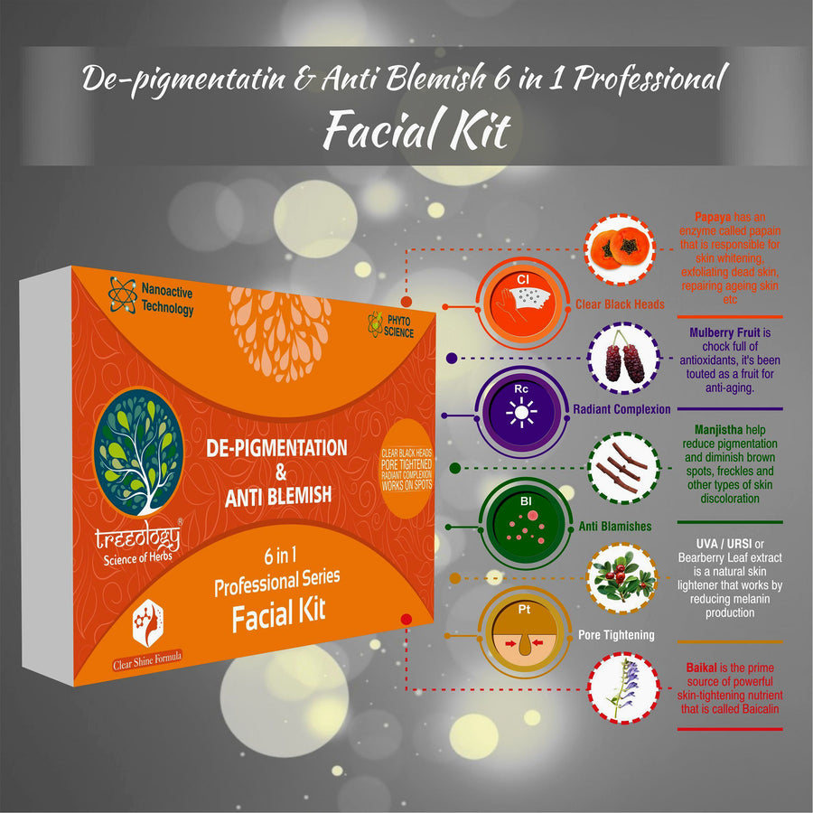 Treeology DE-Pigmentation & Anti -Blemish 6 in 1 Professional Facial Kit 300gm