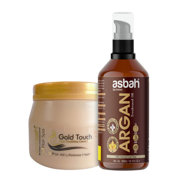 Asbah Natural Gold Touch Deep Nourishing Hair Spa Cream & Herbal Cold Press Argan Oil