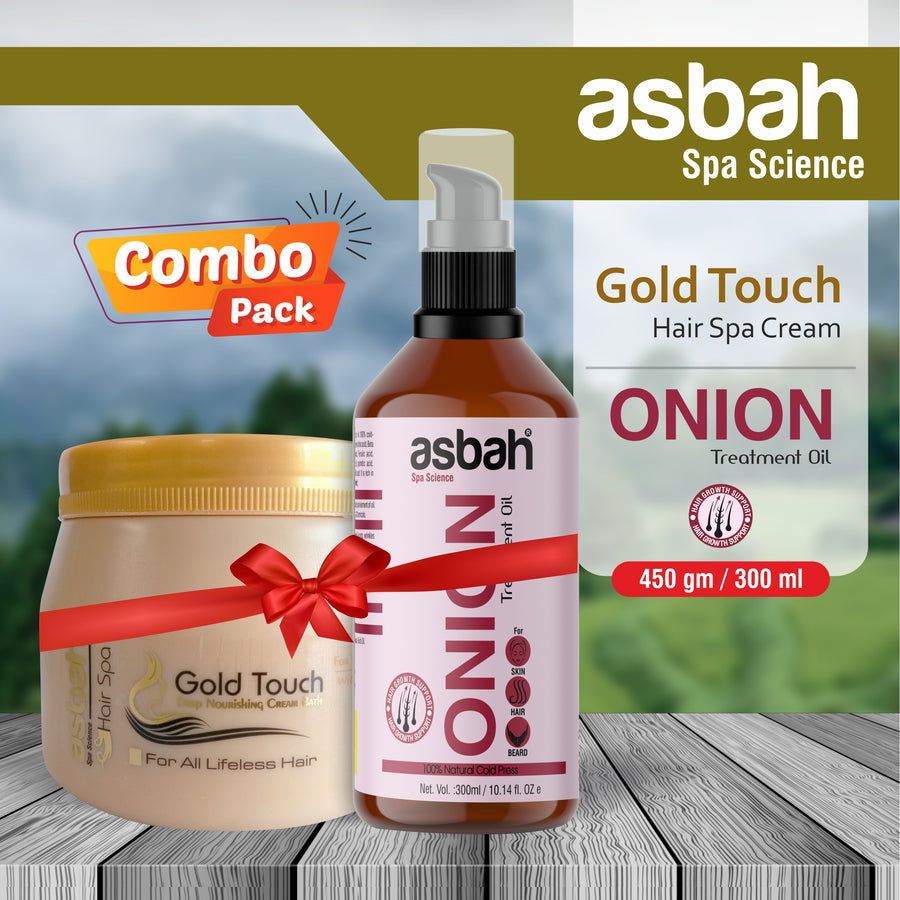 Asbah Natural Gold Touch Deep Nourishing Hair Spa Cream & Natural Cold Press Onion Oil