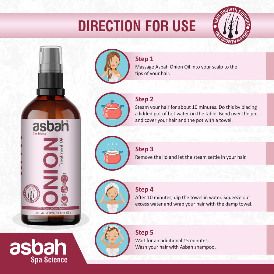 Asbah Natural Cold Press Onion Oil for Skin, Hair, Beard and Body