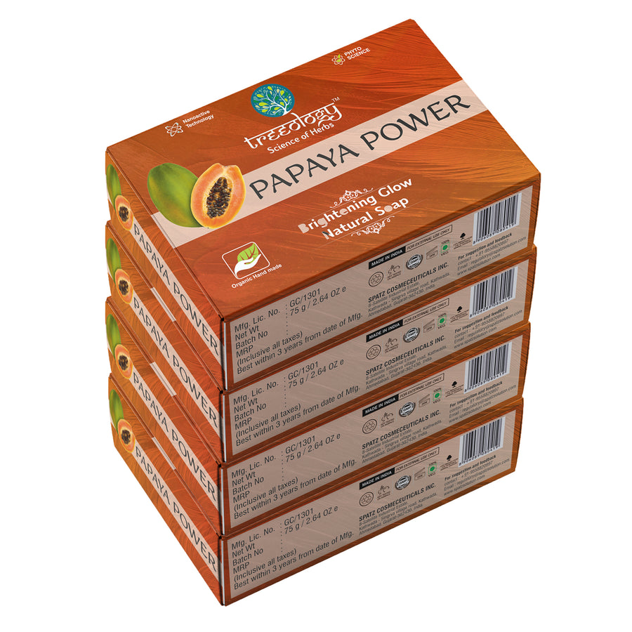 Treeology Papaya Power Brightening Glow Natural Handmade Skin Whitening Bath Soap, Vitamin E, All skin types, 75 gms